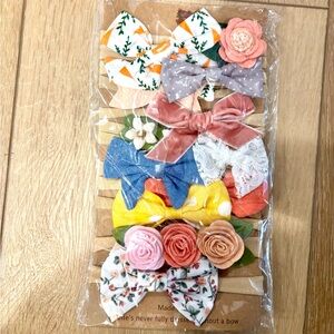 Baby Girl Felt Floral and Bow Hair Bands Set of 11